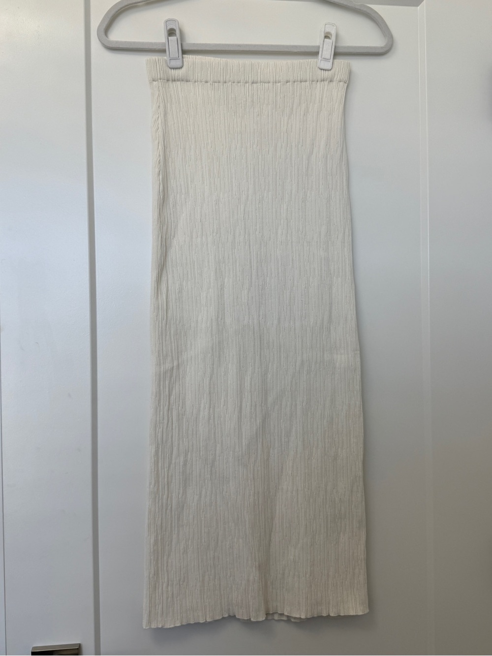 H&m Cream Ribbed Midi Tube Skirt